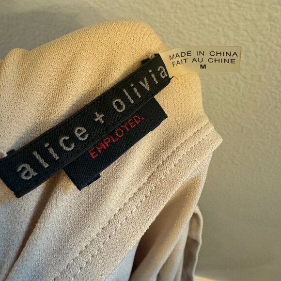 Alice + Olivia Employed Pencil Dress Ruched Sleeve Nude Medium Stretch N… - Picture 10 of 14